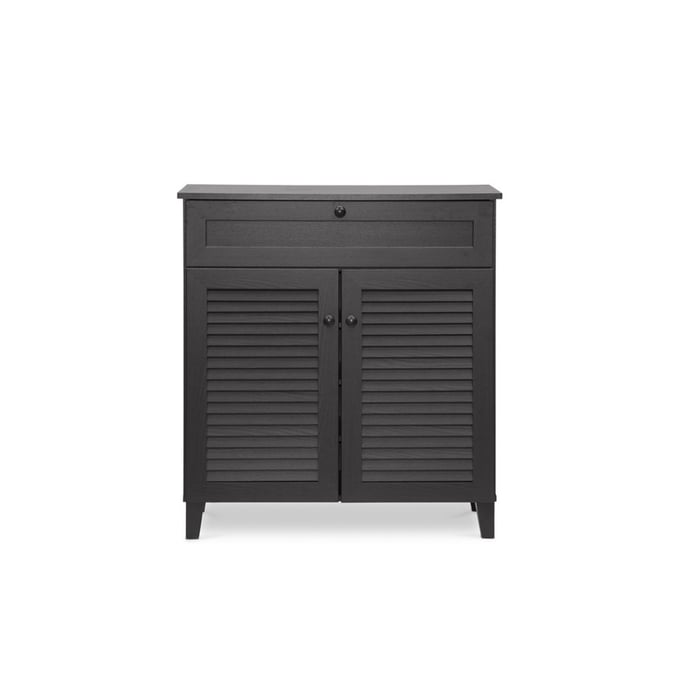 Baxton Studio Calvin Dark Brown Wood Shoe Storage Cabinet BAX-FP-02LV-ESPRESSO