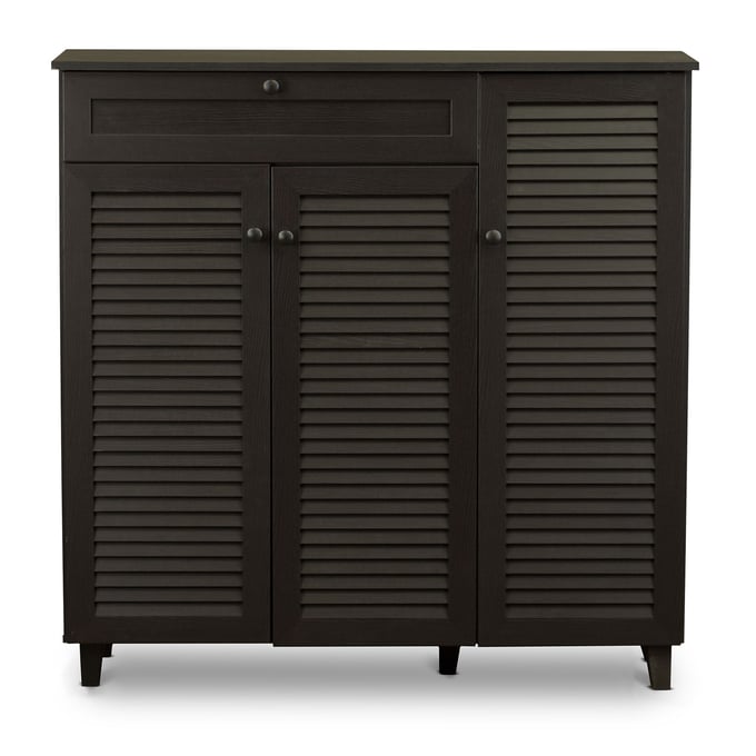 Baxton Studio Pocillo Dark Brown Wood Shoe Storage Cabinet BAX-FP-05LV-ESPRESSO