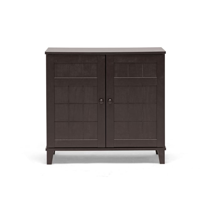 Baxton Studio Glidden Dark Brown Wood Short Shoe Cabinet BAX-FP-1201