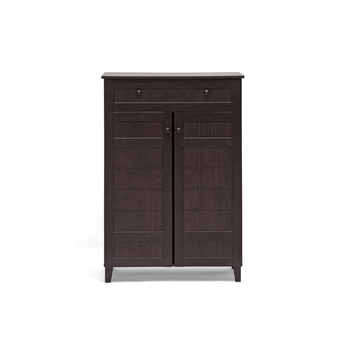 Baxton Studio Glidden Dark Brown Wood Tall Shoe Cabinet BAX-FP-1203