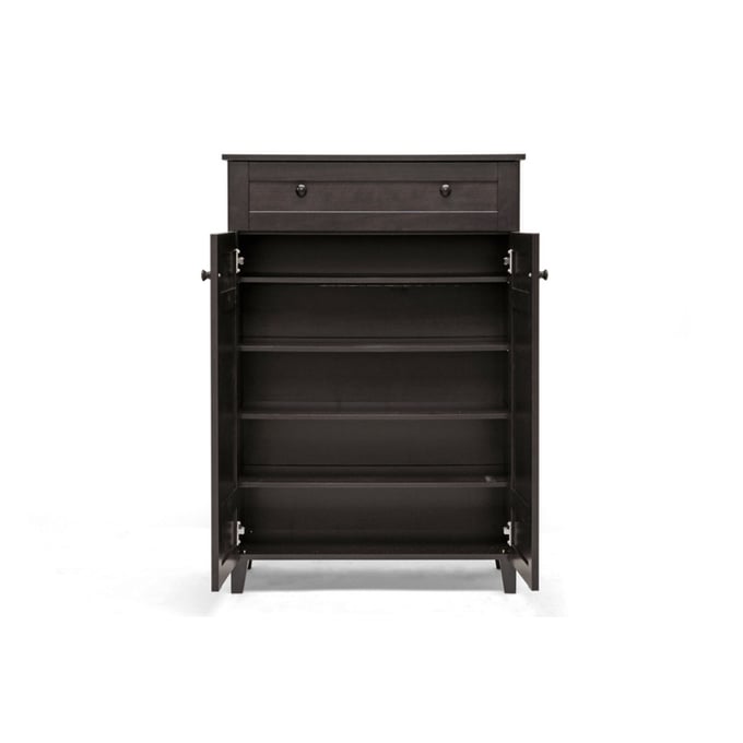 Baxton Studio Glidden Dark Brown Wood Tall Shoe Cabinet The