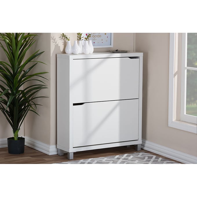 Baxton Studio Simms Modern White Wood Shoe Cabinet The Classy Home