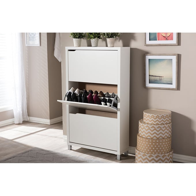 Baxton Studio Simms White Wood Shoe Cabinet The Classy Home