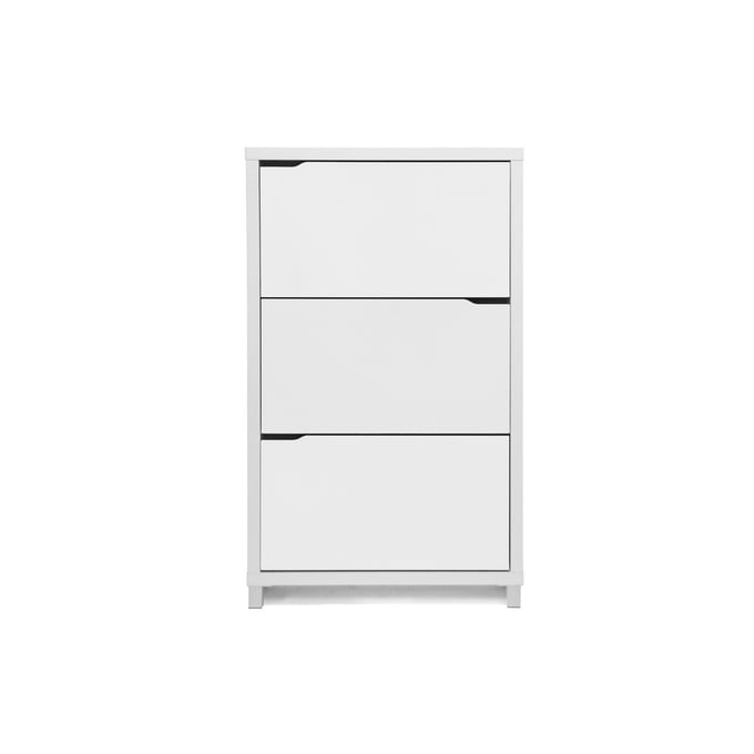 Baxton Studio Simms White Wood Shoe Cabinet BAX-FP-3OUSH-WHITE