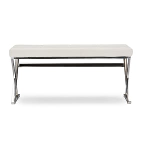 Baxton Studio Herald White Faux Leather Upholstered Rectangle Bench