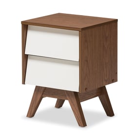 Baxton Studio Hildon Walnut Brown Wood 2 Drawers Storage Night Stand