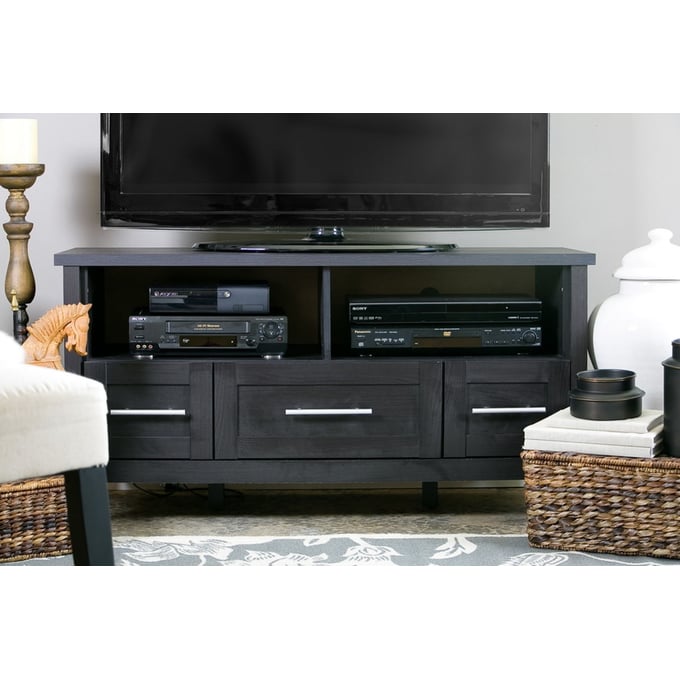 Baxton Studio Dark Brown Wood 3 Drawers TV Stand The Classy Home