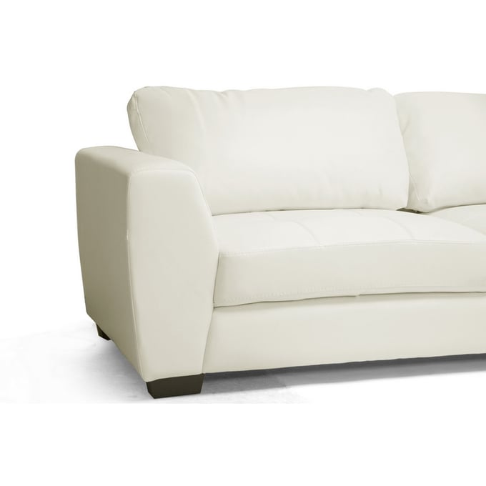 Baxton Studio Orland White Leather Sectional Sofa Set with Right