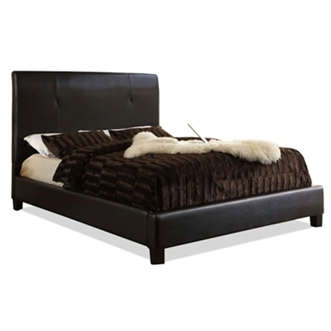 Baxton Studio Cambridge Dark Brown Faux Leather Upholstered Queen Bed BAX-JS-V04-DARK-BROWN-QUEEN