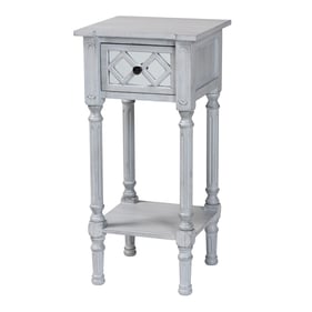 Baxton Studio Gellert Grey Mirror 1 Drawer End Table