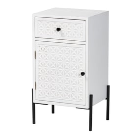 Baxton Studio Nefeli White Black 1 Drawer Storage Cabinet