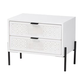 Baxton Studio Merryn Distressed White 2 Drawer Storage Cabinet