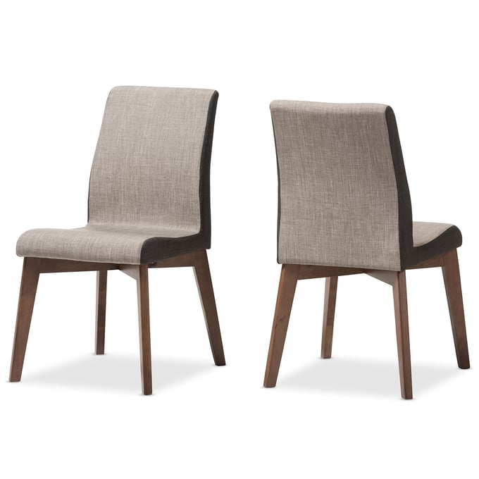 2 Baxton Studio Kimberly Brown Fabric Upholstered Dining Chairs BAX-KIMBERLY-BR-DBR-DC