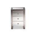 Baxton Studio Azura Silver 3 Drawers Mirrored End Table The