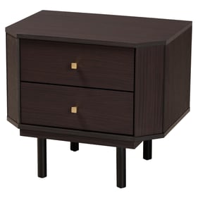 Baxton Studio Norwood Espresso Brown Black 2 Drawers End Table