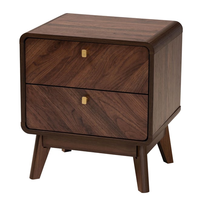 Baxton Studio Markell Walnut Brown 2 Drawers Nightstand The