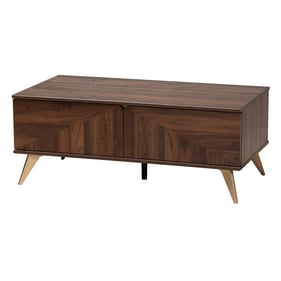 Baxton Studio Graceland Walnut Brown Gold 2 Drawers Coffee Table