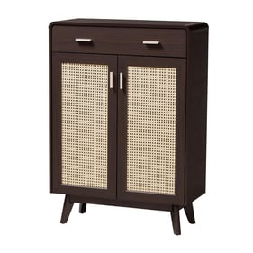 Baxton Studio Giancarlo Espresso Brown Light 2 Door Shoe Cabinet