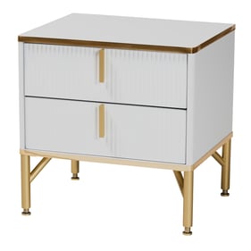 Baxton Studio Lilac White Gold 2 Drawer Nightstand