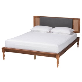 Baxton Studio Eliseo Dark Grey Walnut Brown Full Size Platform Bed