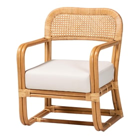 Baxton Studio Ailith White Light Honey Arm Chair