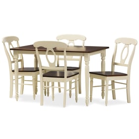 Baxton Studio Napoleon Cream Brown Wood 5pc Dining Set