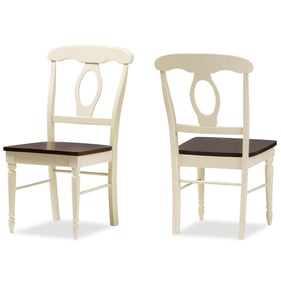 2 Baxton Studio Napoleon Cream Wood Dining Chairs