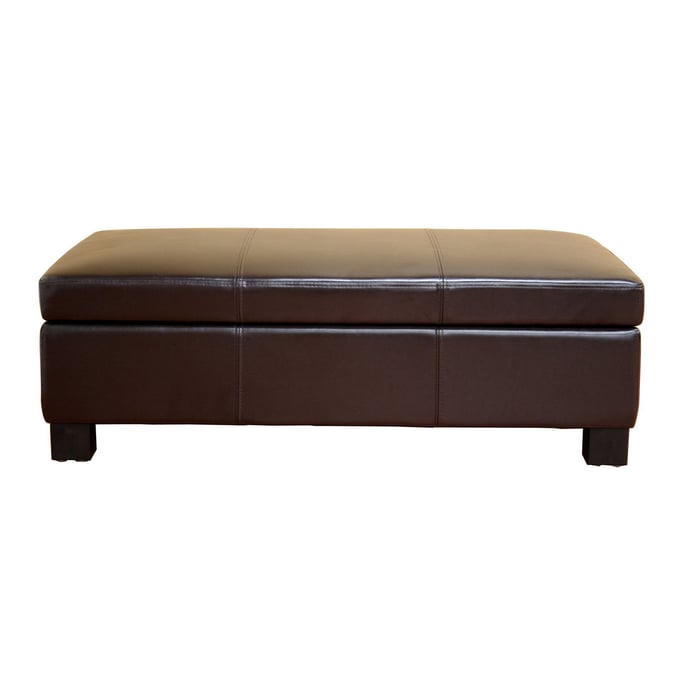 Baxton Studio Gallo Dark Brown Bonded Leather Storage Ottoman BAX-OT12850