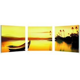 Baxton Studio Golden Sunset Mounted Photography Print Triptych