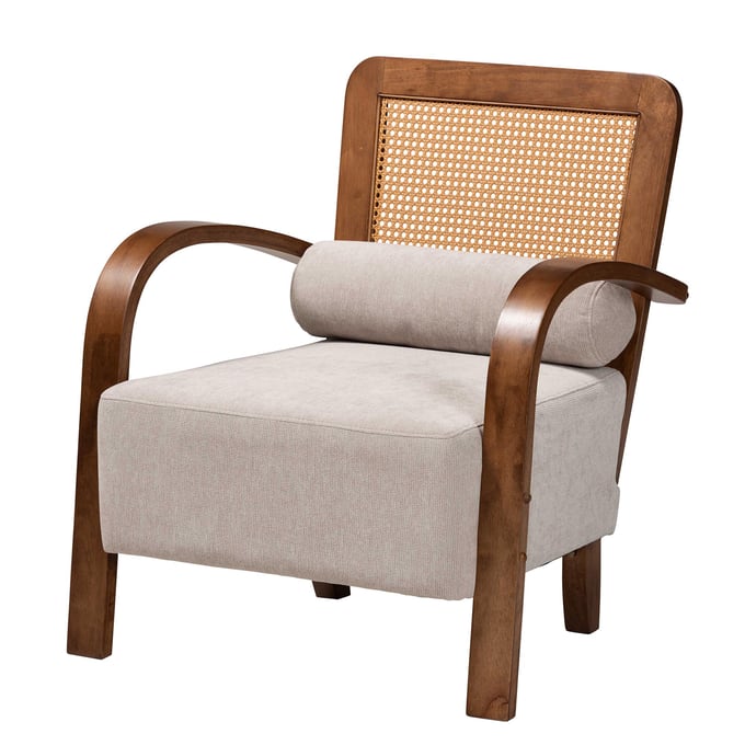 Baxton Studio Sage Light Grey Walnut Natural Brown Arm Chair BAX-RDSS9901SGYWLPERTNCH