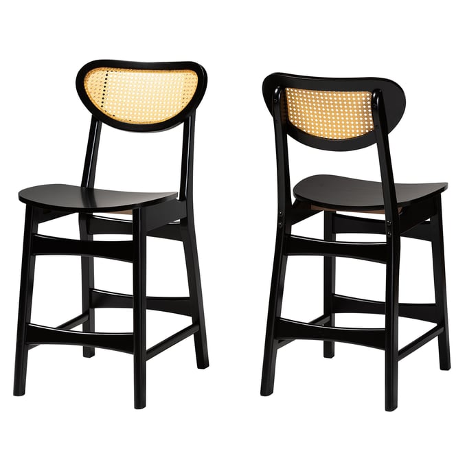 2 Baxton Studio Hesper Dark Brown Light Brown Counter Stools BAX-RH253P-DBRNBENT-SEATPC2PK