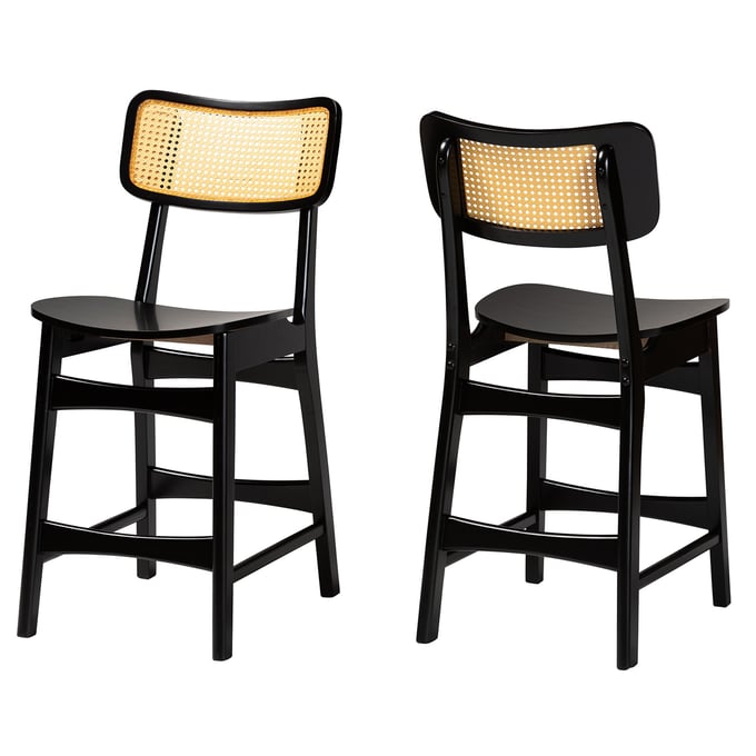 2 Baxton Studio Tafari Dark Brown Light Brown Counter Stools BAX-RH254P-DBRNBENT-SEATPC2PK