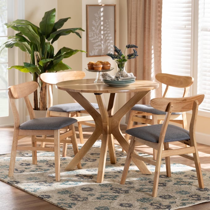 Baxton Studio Shirina Light Brown 5pc Dining Room Set The Classy