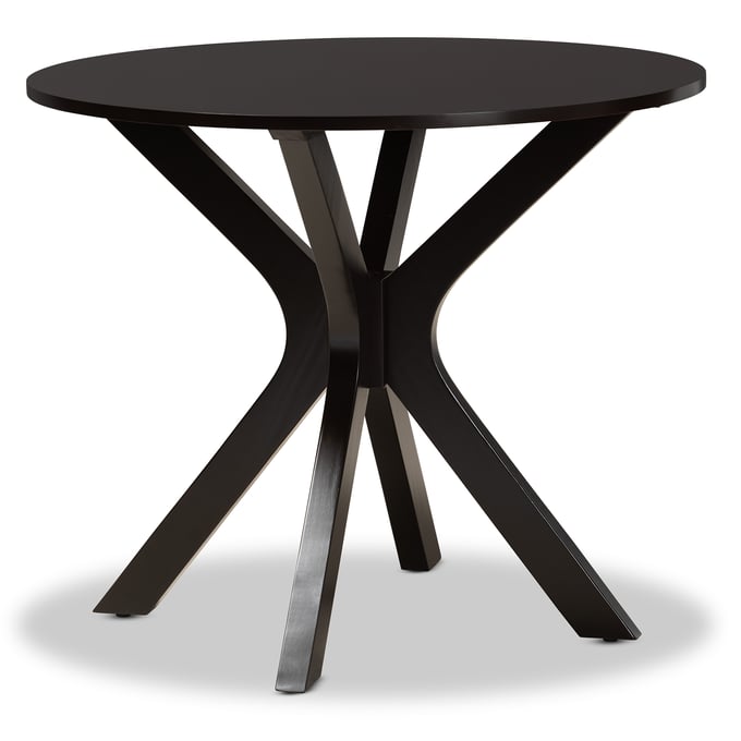 Baxton Studio Kenji Dark Brown 34 Inch Round Dining Table BAX-RH7208T-DBR-35-IN-DT