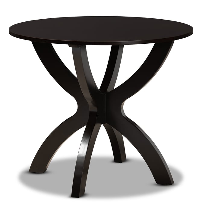 Baxton Studio Tilde Dark Brown 35 Inch Wide Round Dining Table BAX-RH7232T-DBR-35-IN-DT