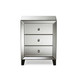 Baxton Studio Chevron Silver Mirrored 3 Drawers End Table