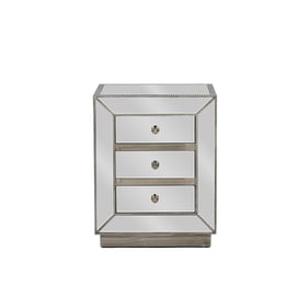 Baxton Studio Currin Silver Mirrored 3 Drawers End Table