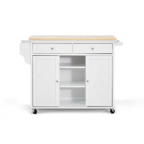 Baxton Studio Meryland White Wood Kitchen Island Cart