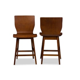 2 Baxton Studio Elsa Walnut Dark Brown Wood Counter Stools