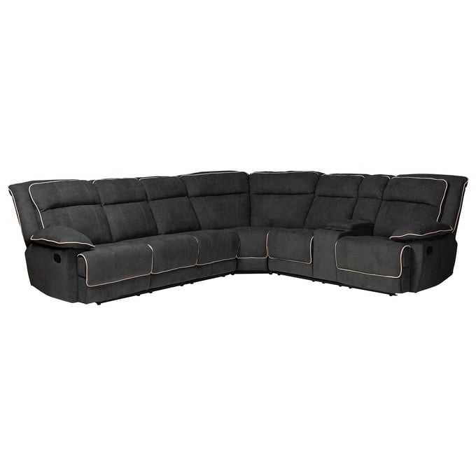 Baxton Studio Sabella Dark Grey Fabric 7pc Reclining Sectional