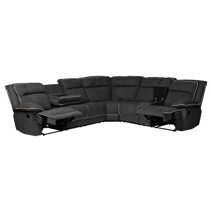 Baxton Studio Sabella Dark Grey Fabric 7pc Reclining Sectional