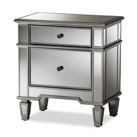 Baxton Studio Sussie Silver Mirrored 2 Drawers End Table