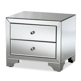 Baxton Studio Farrah Silver Mirrored 2 Drawers End Table