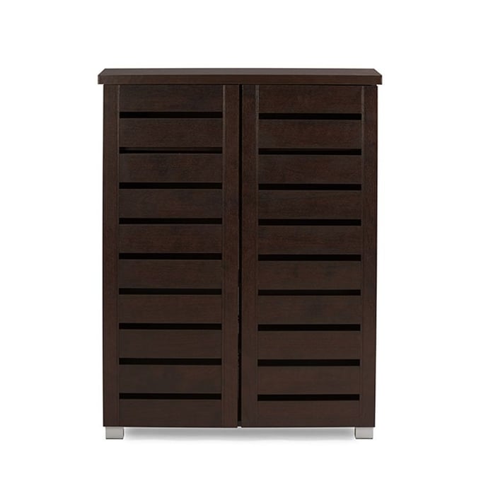 Baxton Studio Adalwin Dark Brown Wood Shoes Storage Cabinet BAX-SC863522-WENGE