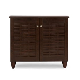 Baxton Studio Winda Dark Brown 2 Doors Entryway Shoes Cabinet