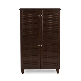 Baxton Studio Winda Dark Brown Wood 4 Doors Entryway Shoes Storage Cabinet