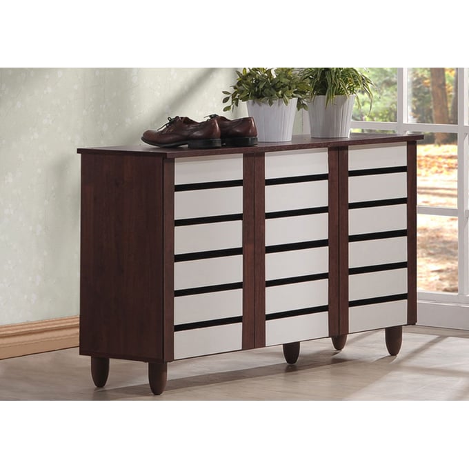 Baxton Studio Gisela Brown 3 Doors Shoe Cabinet The Classy Home