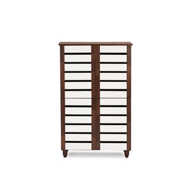 Baxton Studio Gisela Brown White 4 Doors Shoe Cabinet