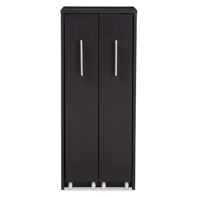 Baxton Studio Lindo Dark Brown Bookcase with Two Pulled out Doors