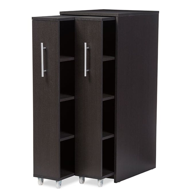 Baxton Studio Lindo Dark Brown Bookcase with Two Pulled out Doors